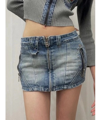 Summer Y2K Jeans Skirt in Gyaru Style with Low Waist Le MVP de beaucoup