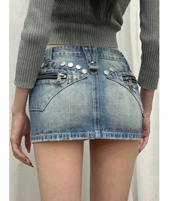 Summer Y2K Jeans Skirt in Gyaru Style with Low Waist Le MVP de beaucoup