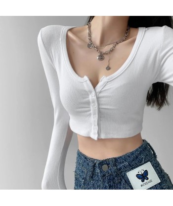 Cropped top casual long-sleeved Korean style JUSQU'A -70%! 