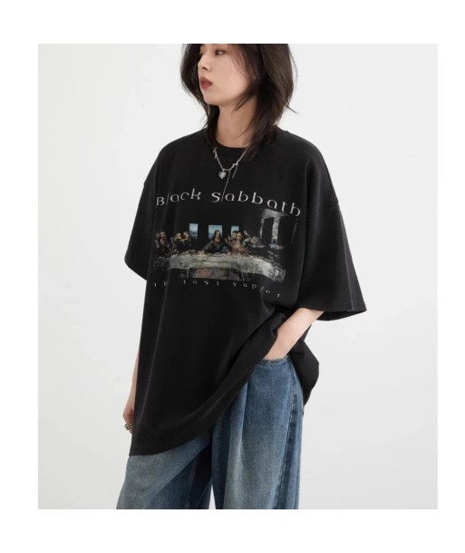 Women's Oversize T-Shirt with Back Sabbath Print pas cher 