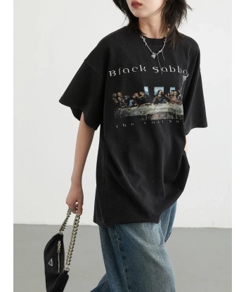 Women's Oversize T-Shirt with Back Sabbath Print pas cher 