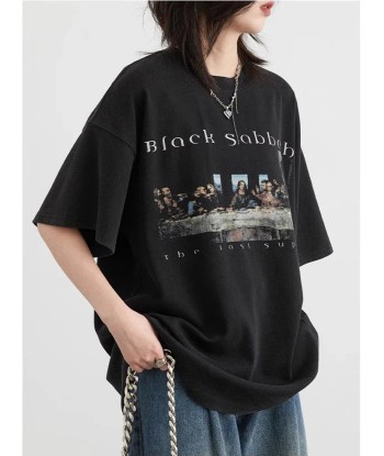 Women's Oversize T-Shirt with Back Sabbath Print pas cher 