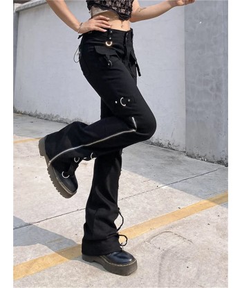 Black Gothic cargo pants with studs and zipper les muscles