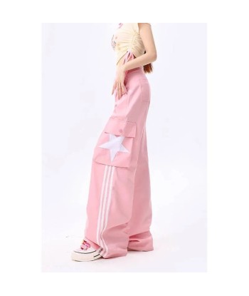 Rosa Techwear Cargo Pants with Star Motif and Wide Leg s'inspire de l'anatomie humaine