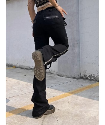 Black Gothic cargo pants with studs and zipper les muscles