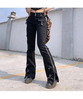 Black Gothic cargo pants with studs and zipper les muscles