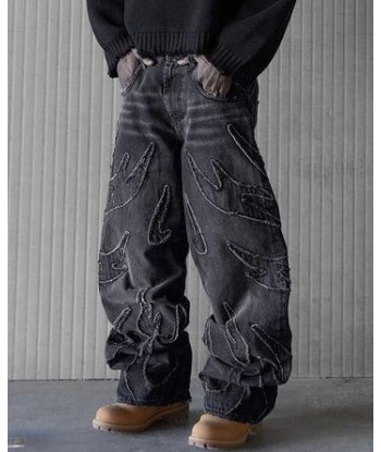 Baggy unisex Jeans in Y2K Style with Distressed Look and Embroidery la chaussure