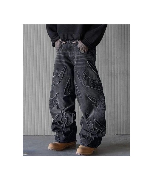 Baggy unisex Jeans in Y2K Style with Distressed Look and Embroidery la chaussure