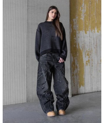 Baggy unisex Jeans in Y2K Style with Distressed Look and Embroidery la chaussure