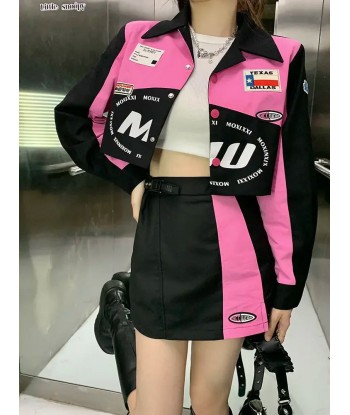 Two-piece set with jacket and skirt in black & pink est présent 