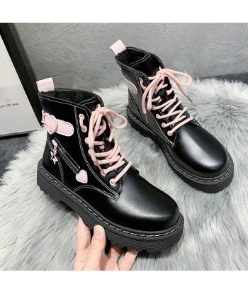 Women's Gothic Boots with Thick Sole and Pink Laces Profitez des Offres !