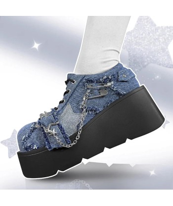 Y2K Punk Style Platform Ankle Boots with Chains and Stars 50-70% off 