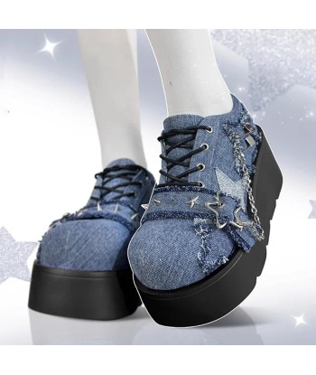 Y2K Punk Style Platform Ankle Boots with Chains and Stars 50-70% off 