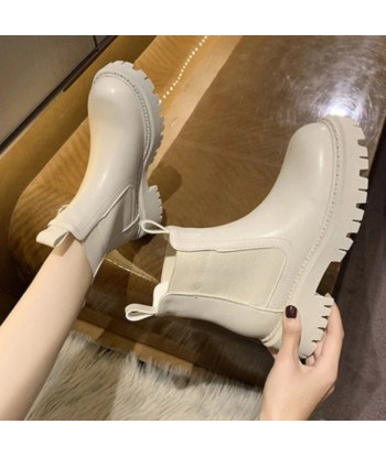 Beige Plateau-Chelsea-Boots for Women in Trendy Gothic Style store