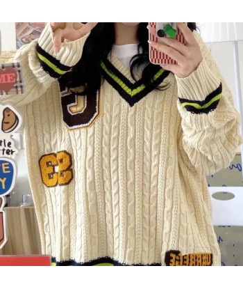 Vintage College Pullover in Preppy Style for Women Venez acheter