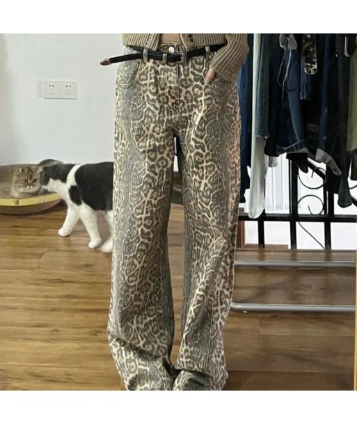 Y2K Leo-Print Baggy Jeans for Women À commander