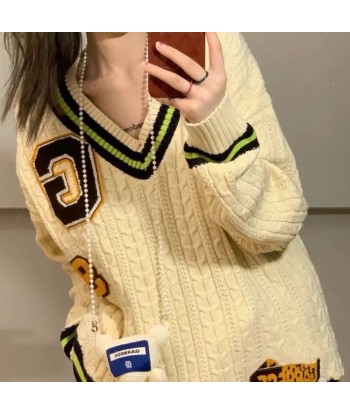 Vintage College Pullover in Preppy Style for Women Venez acheter