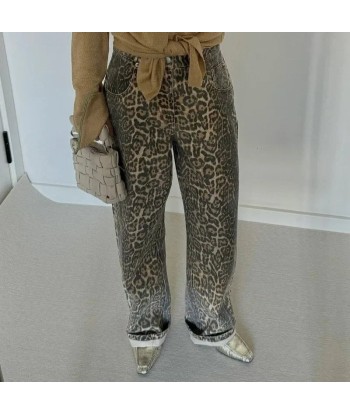 Y2K Leo-Print Baggy Jeans for Women À commander