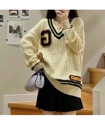 Vintage College Pullover in Preppy Style for Women Venez acheter