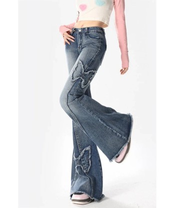 Vintage 90s Flared Jeans with Low Waist & Rips pas chere