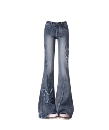 Vintage 90s Flared Jeans with Low Waist & Rips pas chere