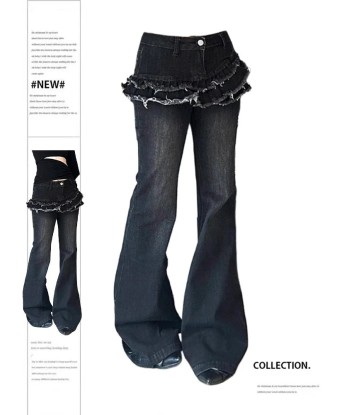 Black Gothic-Beat jeans with ruffled waistband en ligne