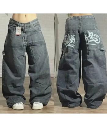 Y2K Vintage Wash Wide Jeans with Trendy Pockets les muscles