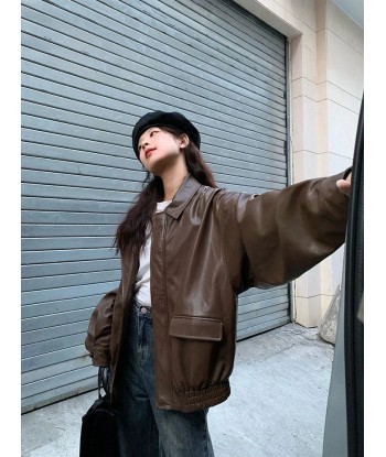 Oversized Faux Leather Jacket in Korean Style for an Urban Look de votre