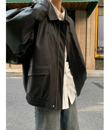 Oversized Faux Leather Jacket in Korean Style for an Urban Look de votre