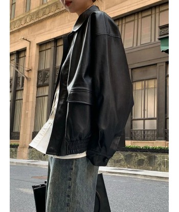 Oversized Faux Leather Jacket in Korean Style for an Urban Look de votre