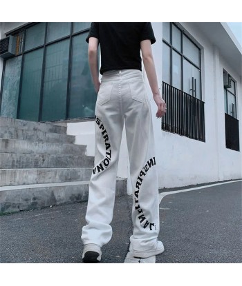 Y2K Streetwear Jeans with Inspiring Print in Black and White Les magasins à Paris