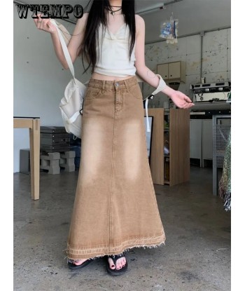 Maxi skirt in brown with high waist in fairy-grunge style JUSQU'A -70%! 