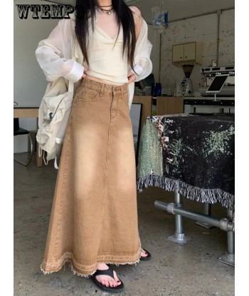 Maxi skirt in brown with high waist in fairy-grunge style JUSQU'A -70%! 