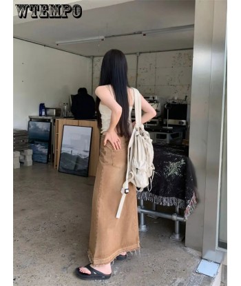 Maxi skirt in brown with high waist in fairy-grunge style JUSQU'A -70%! 