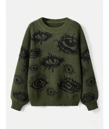 Eye Pattern Knit Sweater in E-Girl Style pas cher chine