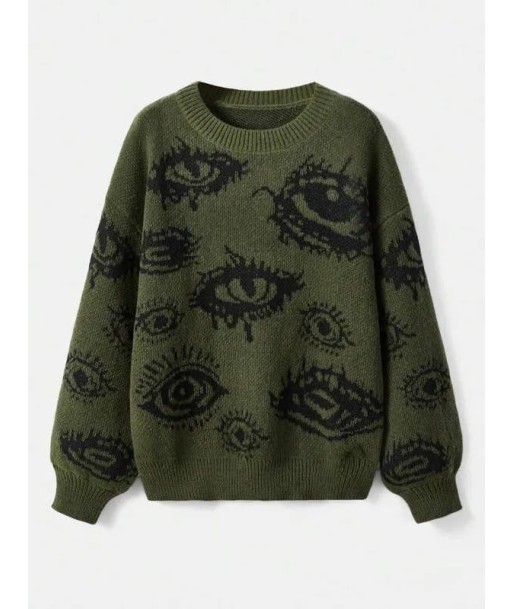 Eye Pattern Knit Sweater in E-Girl Style pas cher chine