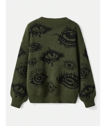 Eye Pattern Knit Sweater in E-Girl Style pas cher chine