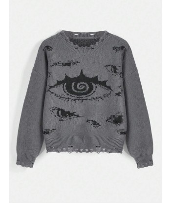 Eye Pattern Knit Sweater in E-Girl Style pas cher chine