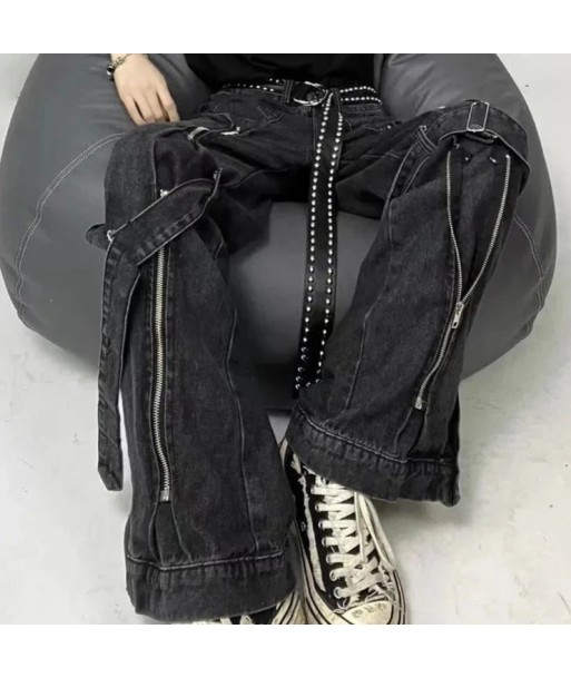 Black grunge jeans with zippers and studs JUSQU'A -70%! 