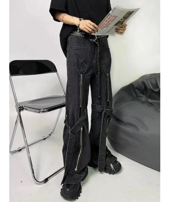 Black grunge jeans with zippers and studs JUSQU'A -70%! 