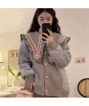 Korean Knit Parka with Flower Applications les muscles