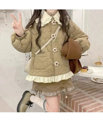 Korean style jacket with ruffled collar for women solde