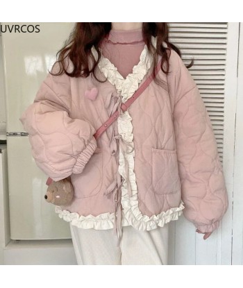 Korean style jacket with ruffled collar for women solde