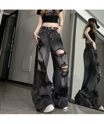 Torn Grunge Jeans in Used Look for Women destockage