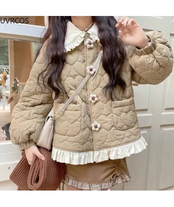 Korean style jacket with ruffled collar for women solde