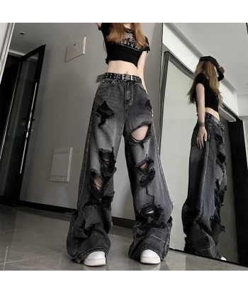 Torn Grunge Jeans in Used Look for Women destockage