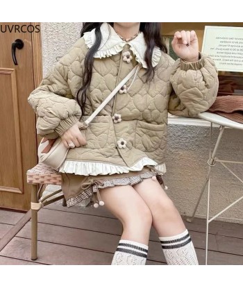 Korean style jacket with ruffled collar for women solde