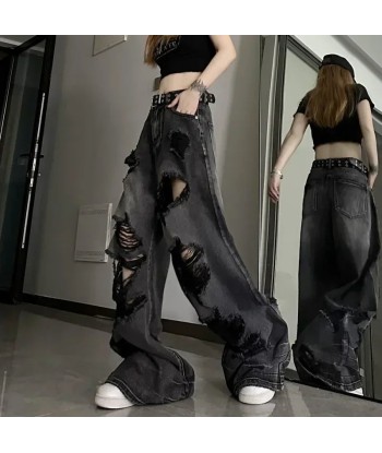 Torn Grunge Jeans in Used Look for Women destockage