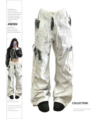 Women's Cargo Jeans in White in Y2K Style with High Waist les muscles