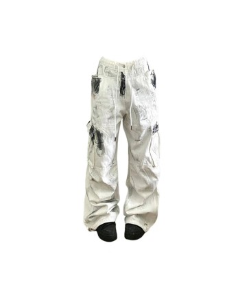 Women's Cargo Jeans in White in Y2K Style with High Waist les muscles